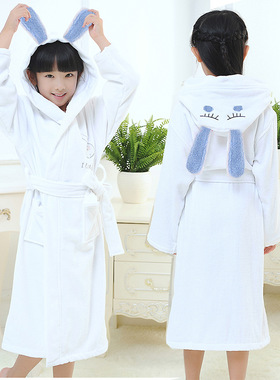 男女宝宝带帽浴袍睡衣Cotton Kids Bathrobe Thicken Sleepwear