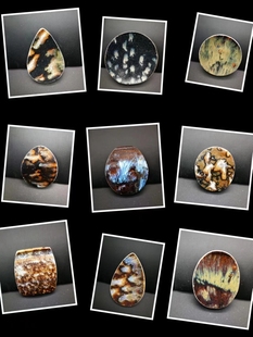 较大片 宋代吉州窑古瓷片标本 窑变天目已打磨包银吊坠设计材料