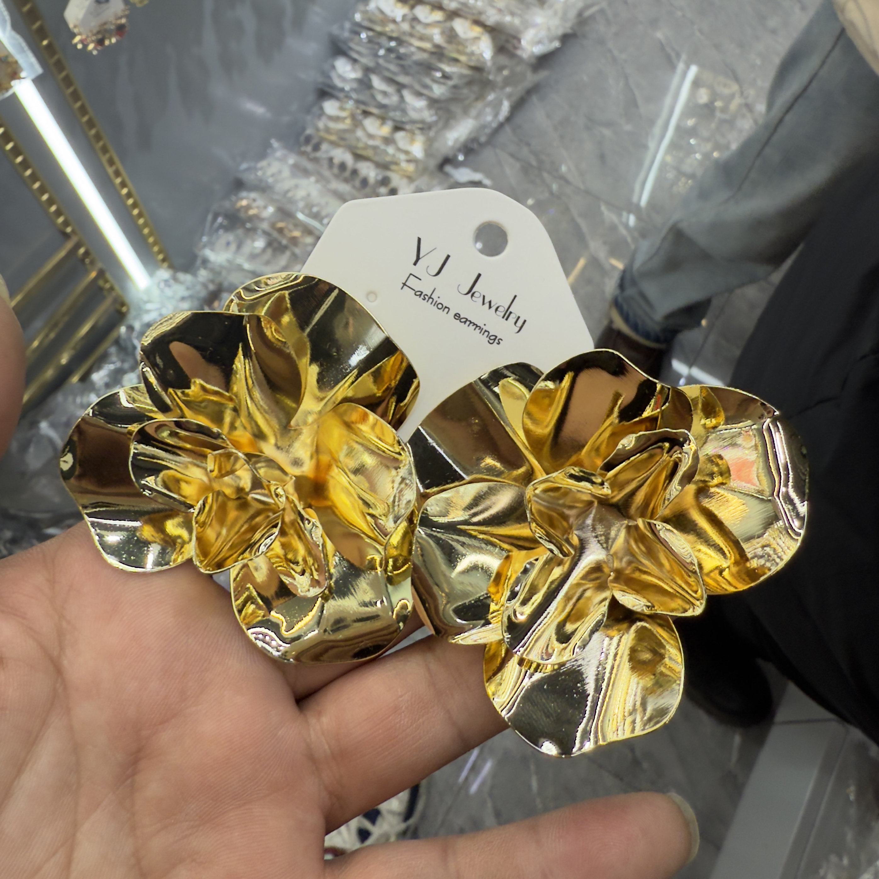 欧美夸张金属花朵耳环女气质高级感个性耳钉耳饰2025新款爆款耳坠