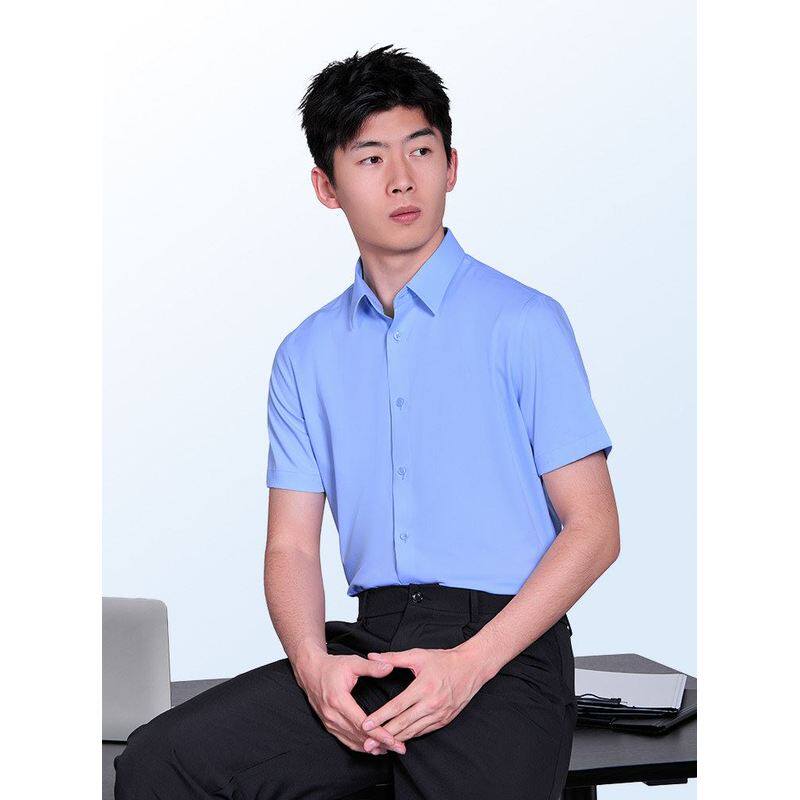 蜀黍家官网旗舰定海针莫代尔免烫通勤短袖衬衫2026夏季男修身免烫