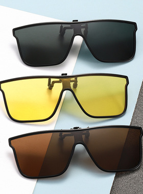 新款夹片墨镜连体太阳镜潮墨镜复古方框男女近视专用太阳眼镜夹片