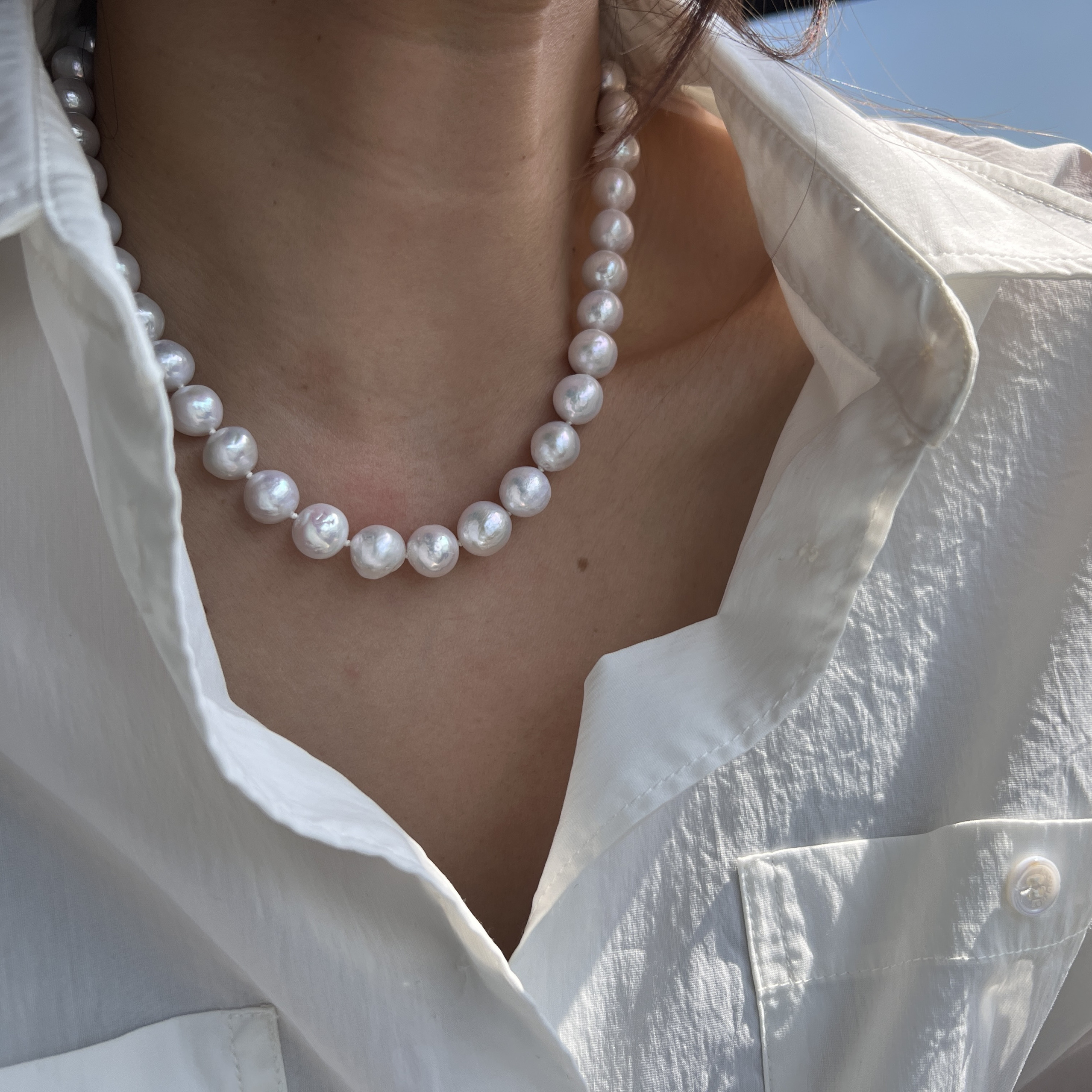 纯银炫彩皱巴巴洛克项链简约百搭