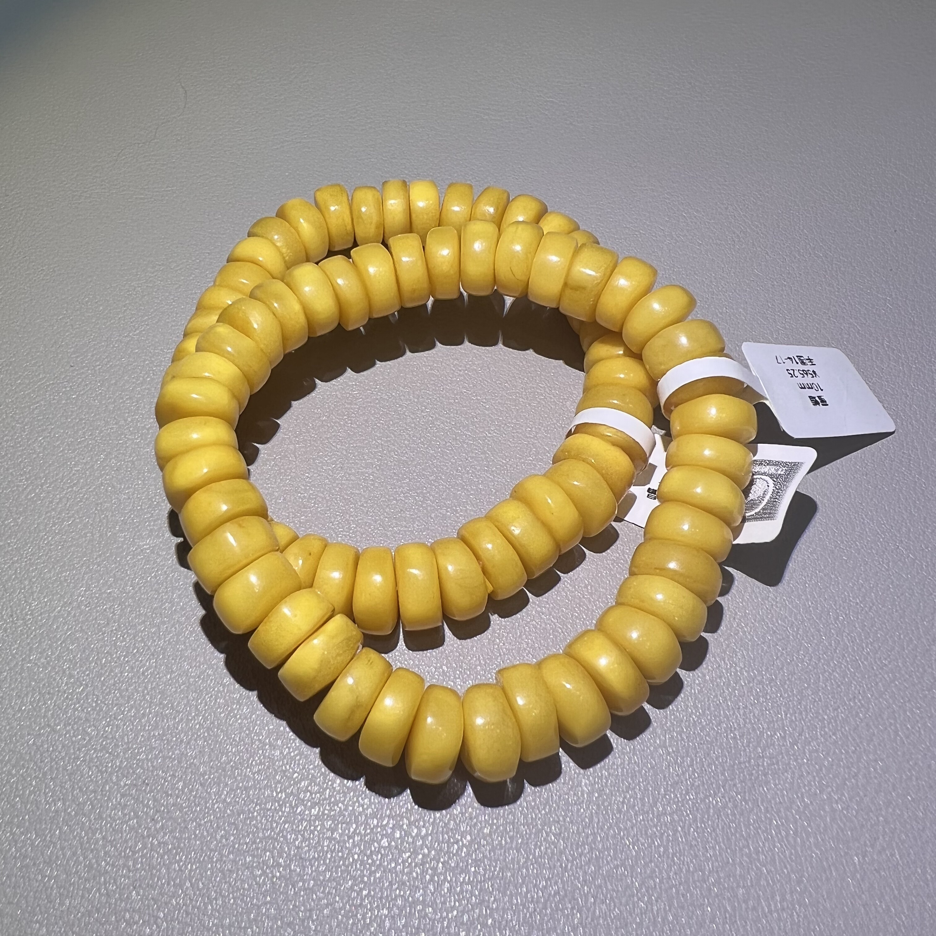 天然原矿蜜蜡俄料鸡油黄算盘珠手串手链凯溪的水晶推荐手链