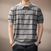 高端轻奢肌理男士短袖针织Polo衫男夏季高级感商务休闲保罗T恤衫