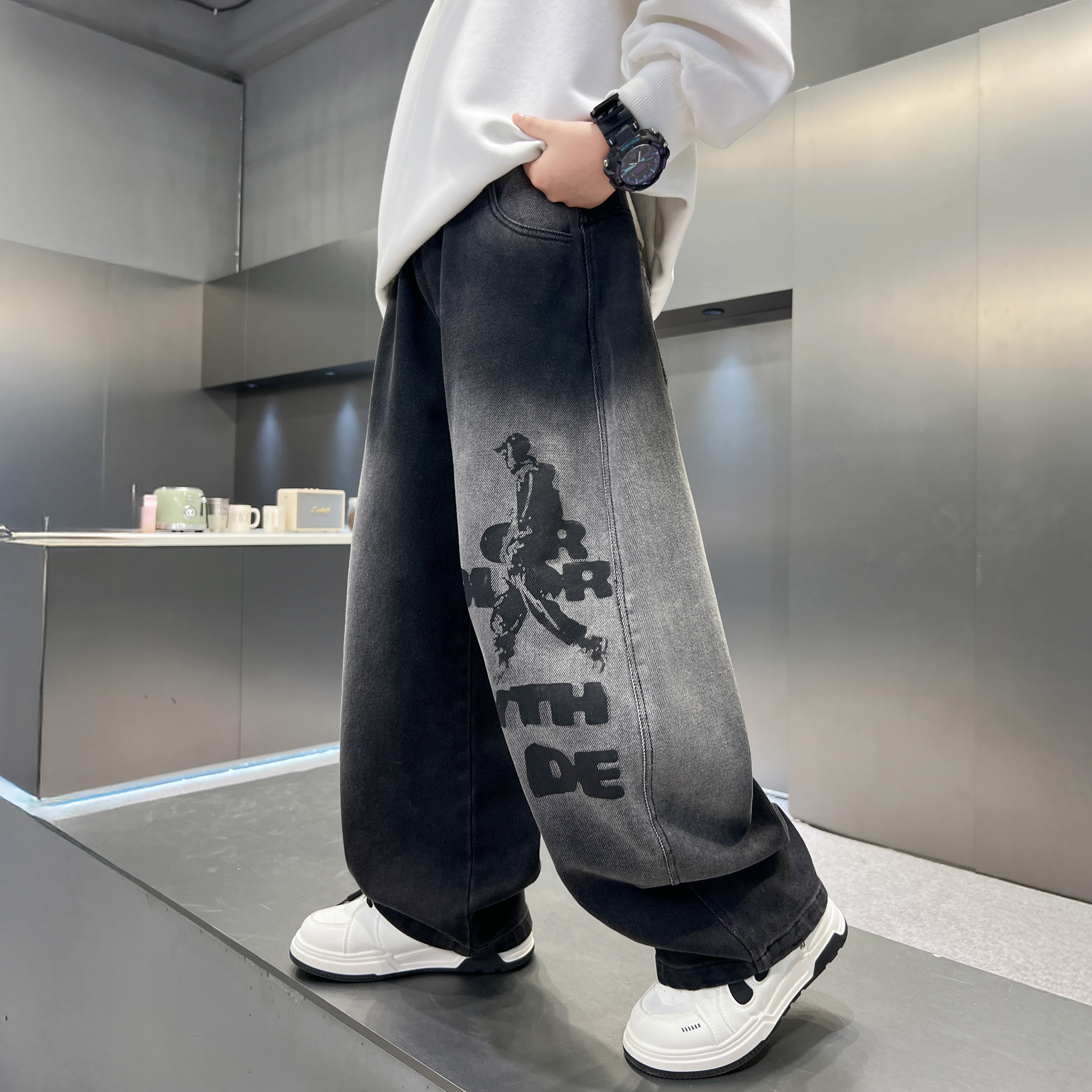 2025春秋季新款男童牛仔裤儿童宽松舒适洋气直筒裤长裤休闲裤