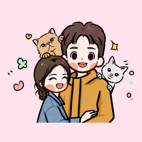 亲子卡通Q版宠物合照微信漫画