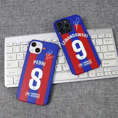 2023-24赛季德容莱万巴塞罗那主场球衣手机壳适用于苹果iPhone14ProMax13XR12Plus15XS小米VIVO华为OPPO巴萨