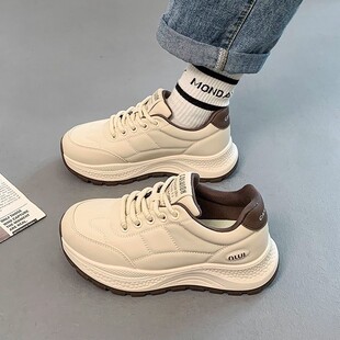 真皮阿甘鞋子女鞋百搭厚底运动鞋女款2025新款秋冬季加绒休闲