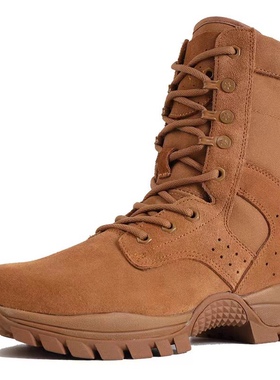 际华正品棕色作战男训靴耐磨侧拉链套式户外训练登山鞋安检沙漠靴