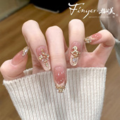 金马呈祥新年美甲爆闪金色碎钻猫眼显白手工定制穿戴甲防水可拆卸