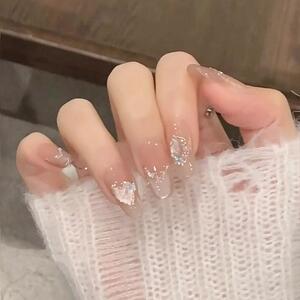 温柔显白水光猫猫法式爆闪蝴蝶美甲成品手工定制穿戴甲防水可拆卸