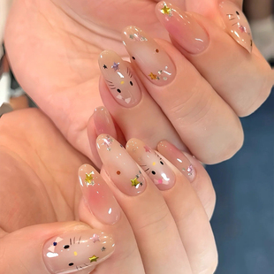 夏日水润渐变腮红可爱Kitty猫美甲成品手工定制穿戴甲防水可拆卸