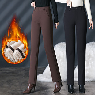 女秋冬季 烟管裤 2025新款 高腰直筒裤 女裤 裤 小个子加绒大码 加厚西装
