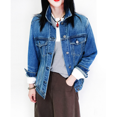经典美式宽松落肩牛仔外套女
