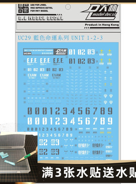 UC29[DL]大林 HG 1/144 苍蓝宿命 蓝色命运 1-2-3号机 EXAM 水贴