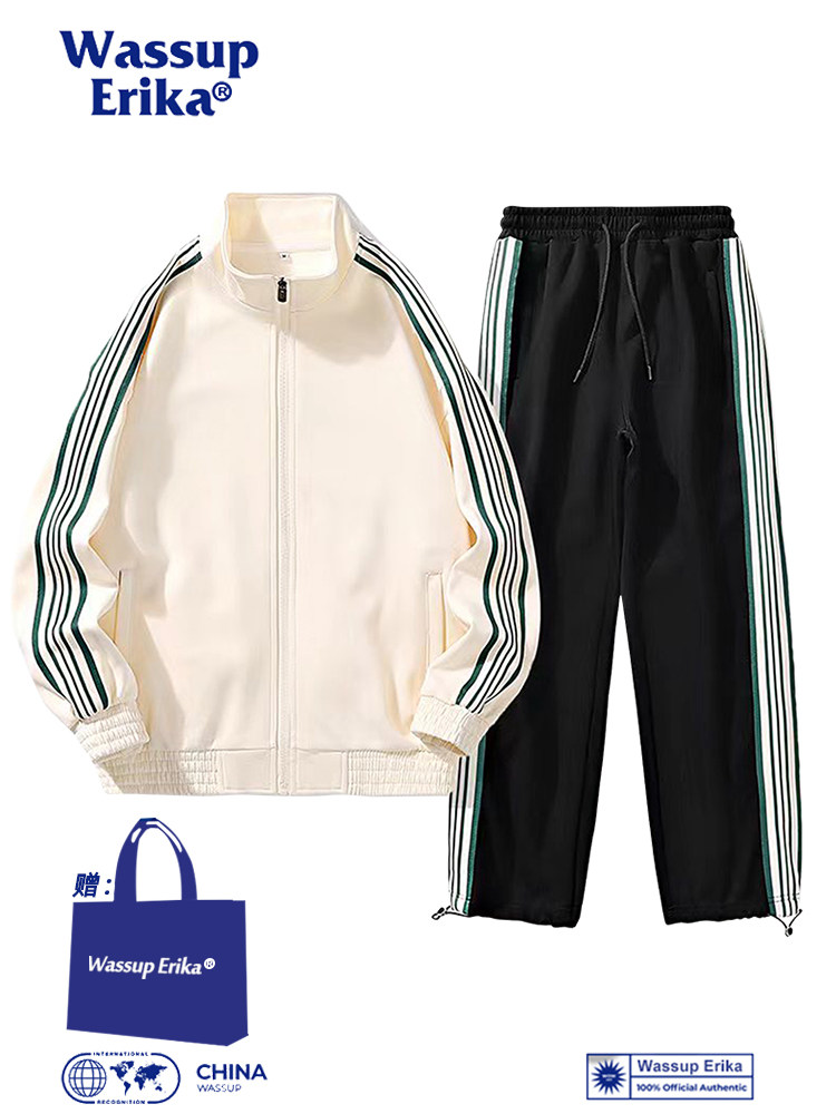 WASSUP 캐주얼 스포츠 정장 남성 느슨한 커플 다목적 봄 가을 스웨터 자켓 트렌디 브랜드 여성 운동복