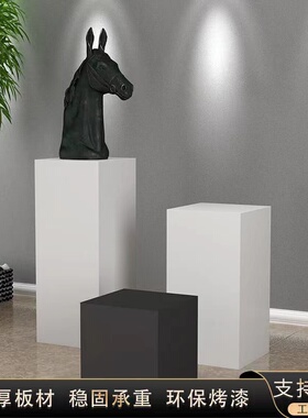 方形白色立柱烤漆展示台地台展示架花店模特中岛手办产品陈列展柜