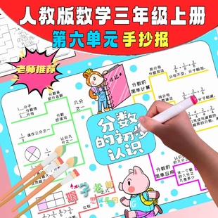 人教版小学数学三年级上册第六单元分数的初步认识手抄报思维导图