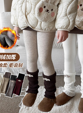 加厚裤打堆堆加绒袜连体秋冬外穿九分袜棉一体儿童女童绒洋气底裤