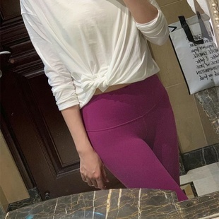 S系柬埔寨lu23寸亚洲版八分瑜伽裤女高腰裸感健身裤服运动裤夏zz