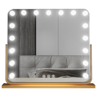 米卡化妆镜台式led灯镜子梳妆镜灯泡大号家用网红宿舍桌面补光镜