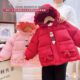 女童加绒夹棉加厚棉服2026冬季 儿童卡通雪人兔子花边连帽棉衣外套