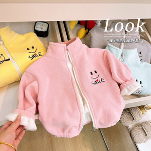 笑脸立领保暖上衣 新款 韩韩良品亲子装 奥利绒双面绒外套2025秋冬季
