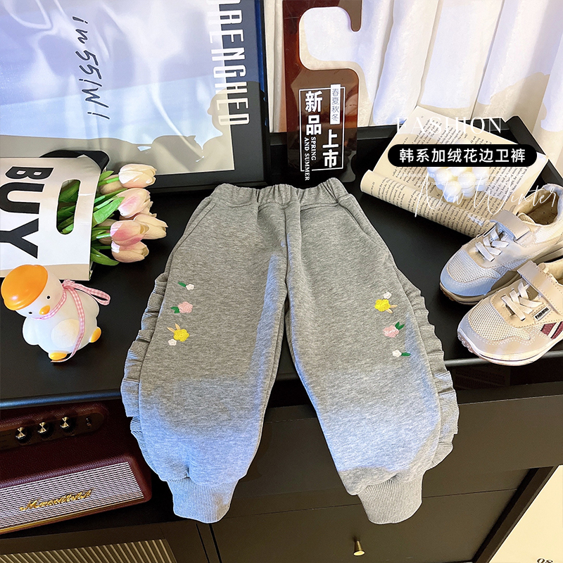 韩韩良品长裤休闲裤木耳边绣花