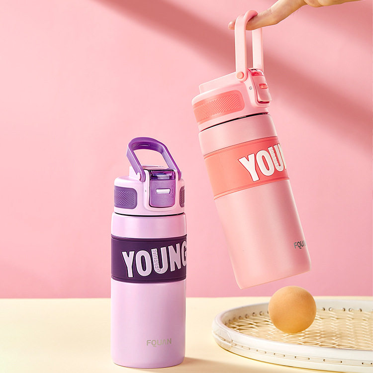 23款酷乐保温杯大容量吸管杯上学用水壶316不锈钢男学生杯子