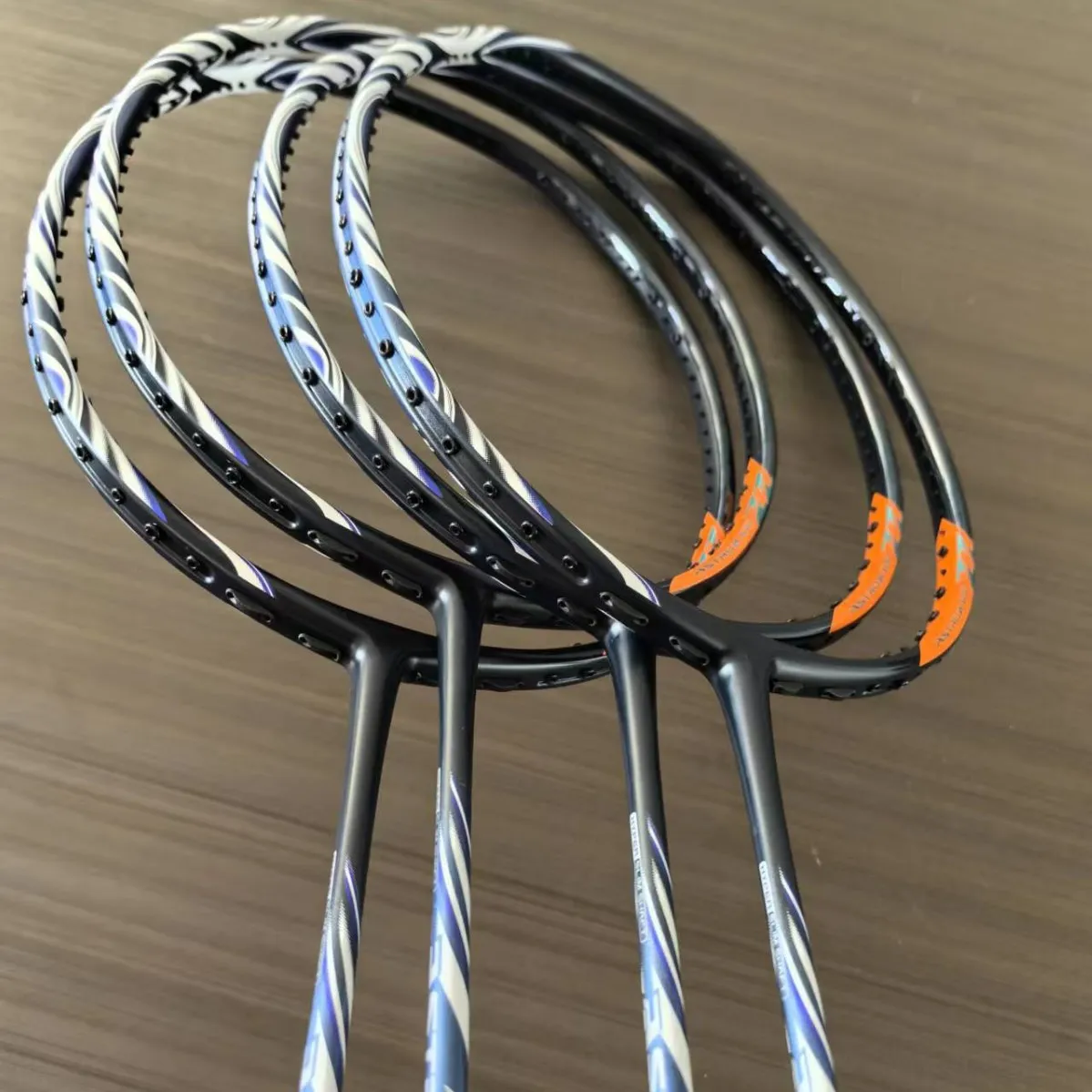 二次成型6.2无标版100zz蓝全碳素羽毛球拍单支40T中杆4u超轻35磅