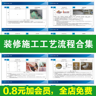 室内装修施工工艺流程PPT模板 装饰公司工程验收标准流程规范手册