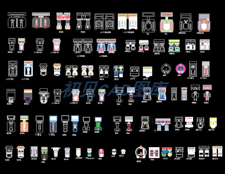 101商业电玩城平面CAD图库模块娱乐电玩游戏赛车射击乐园设备IP系