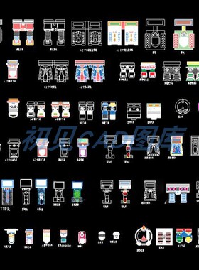 101商业电玩城平面CAD图库模块娱乐电玩游戏赛车射击乐园设备IP系