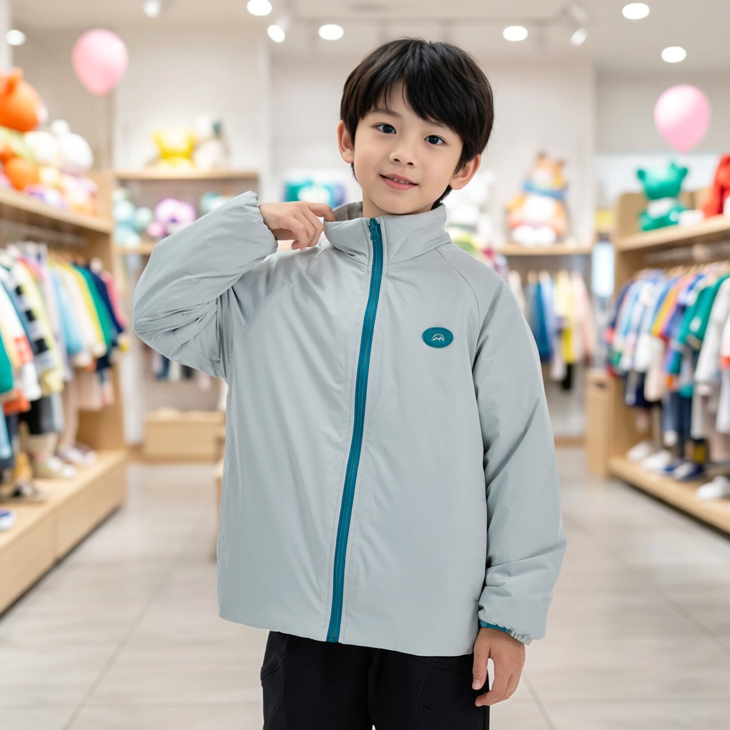 秋冬款儿童双面穿拉链棉衣立领中大童加厚校服内搭童棉袄防风外套