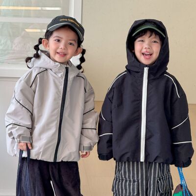 秋冬儿童加绒防水防风连帽冲锋衣