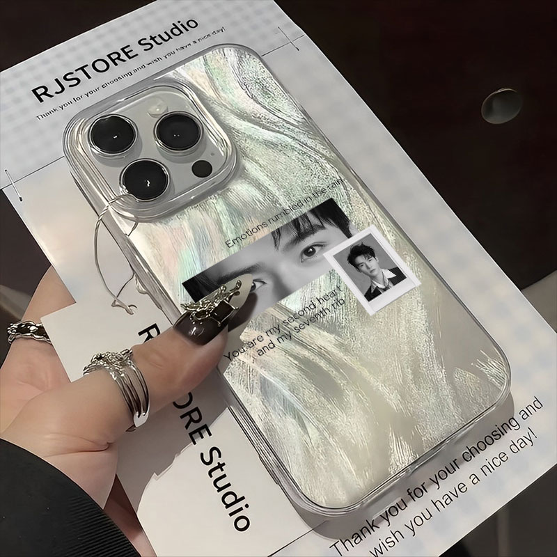 黑白配色高级简约IMD羽纱壳龚俊渐变手机壳适用iqoo苹果OPPO小米荣耀x50/100vivoy52s/y32s红米note14Pro华为