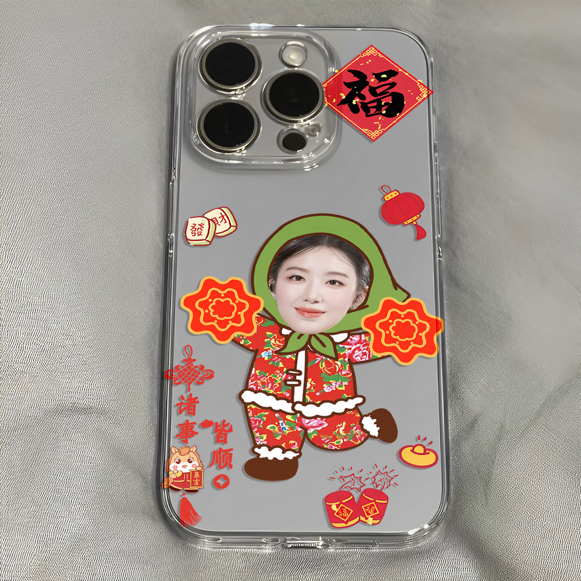 叶舒华年味涂鸦丢手绢搞怪可爱手机壳适用于iPhone苹果17小米17opporeno15华为vivo红米荣耀