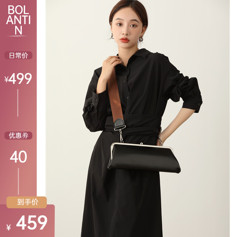 Bolantin真皮女士包斜跨单肩包头层牛皮夹子包包高级质感小众设计_虎窝淘