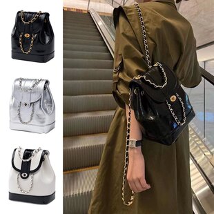 Bolantin小众复古Cardinal Red链条小香包牛皮斜跨单肩水桶双肩包