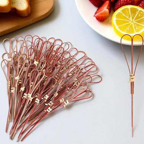 红色新年糖葫芦水果串竹签剪刀签叉子签子一次性酒店ktv蛋糕店用