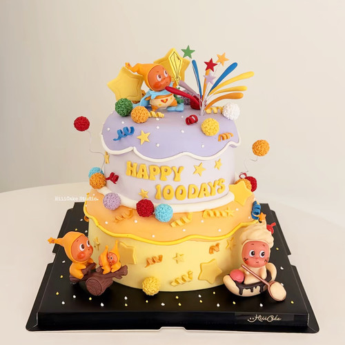 多巴胺黄星吹泡泡生日蛋糕插件