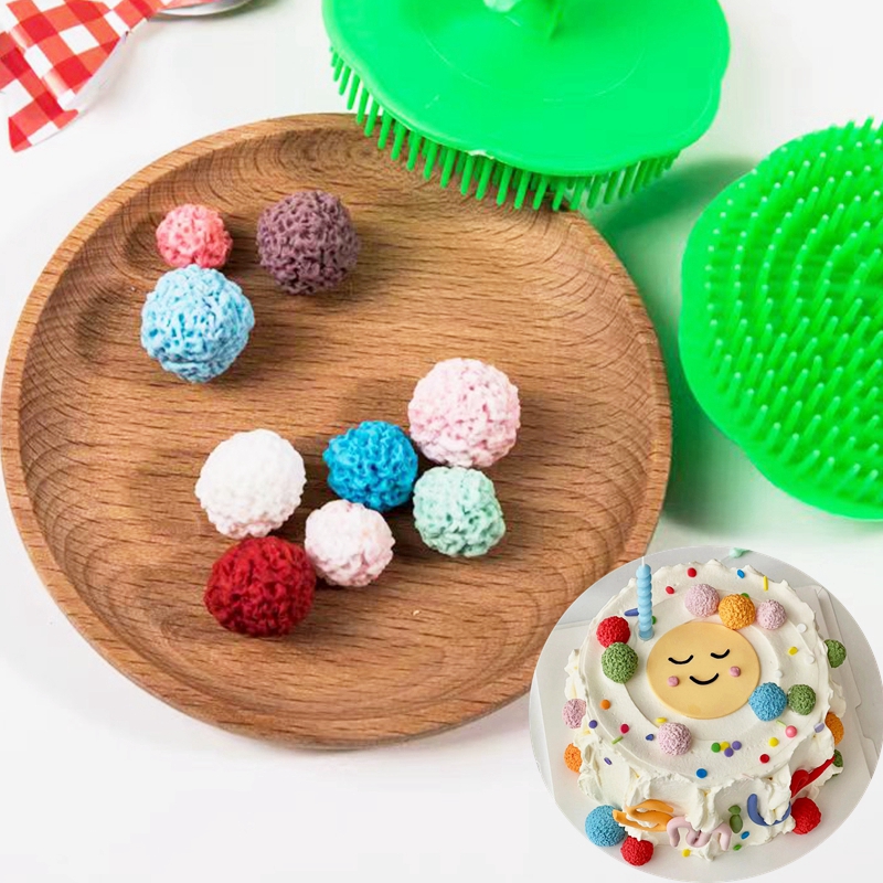 ins彩色毛茸茸球球蛋糕装饰SMILE微笑太阳花笑脸搓球刷工具小插件