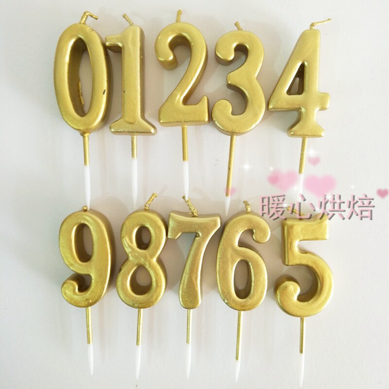 新品520数字蛋糕装饰 金色百搭烫金蜡烛 生日婚礼甜品台过寿派对