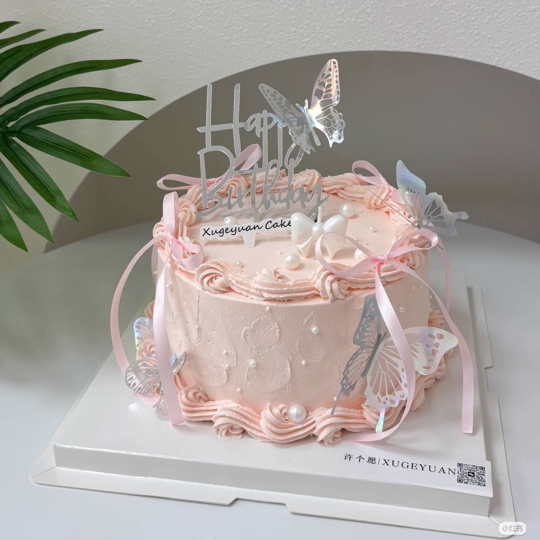 粉色丝带芭蕾风仙女银色幻彩蝴蝶