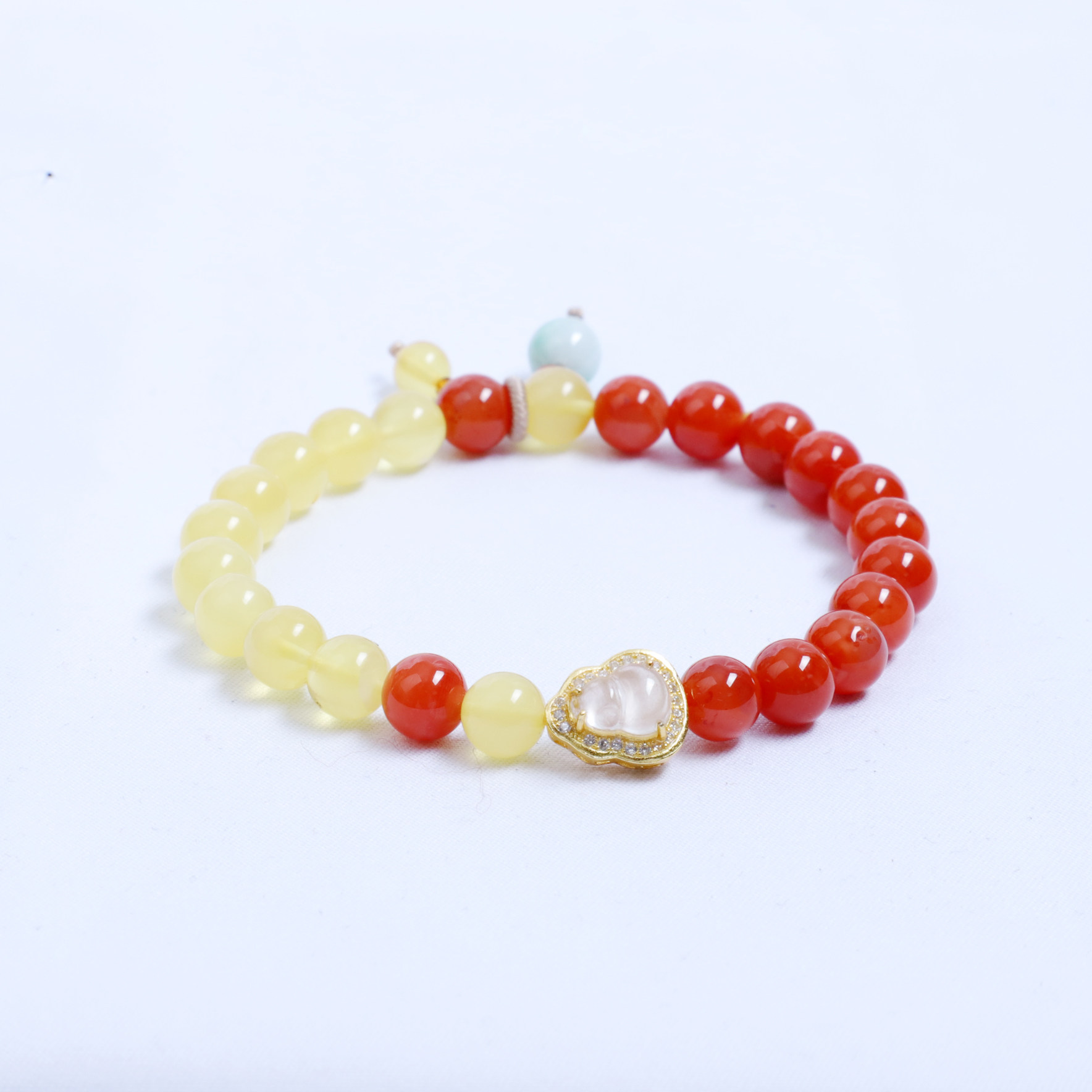 7-8mm纯天然蜜蜡南红手串蜜蜡手链高级感民族风琥珀单圈 女士礼物