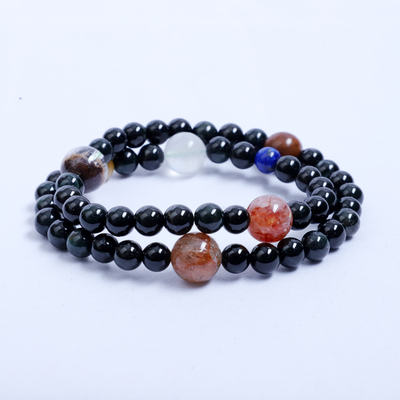 6mm天然翡翠油青双圈手串原创款女士手链