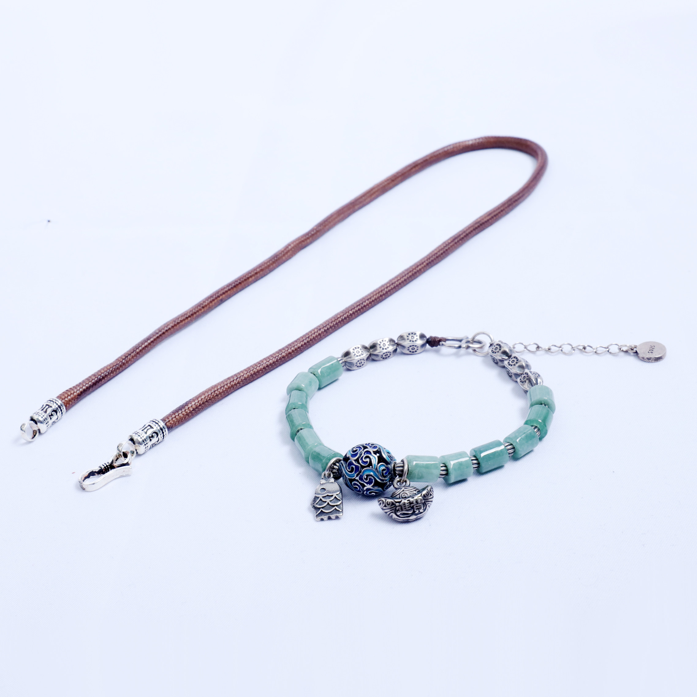 翡翠吊坠项链两用款足银手链多用途万能链文创首饰生日礼物女士