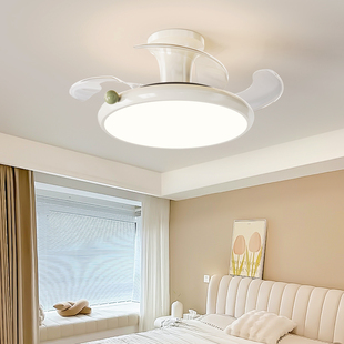 奶油风卧室隐形风扇灯小奶豆简约创意房间变频2026新款 餐厅吸顶灯