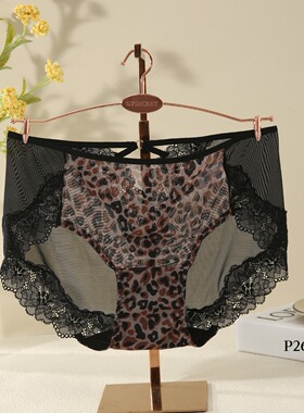 蕾丝生活家2684性感豹纹女士内裤透明蕾丝三角裤女无痕镂空提臀