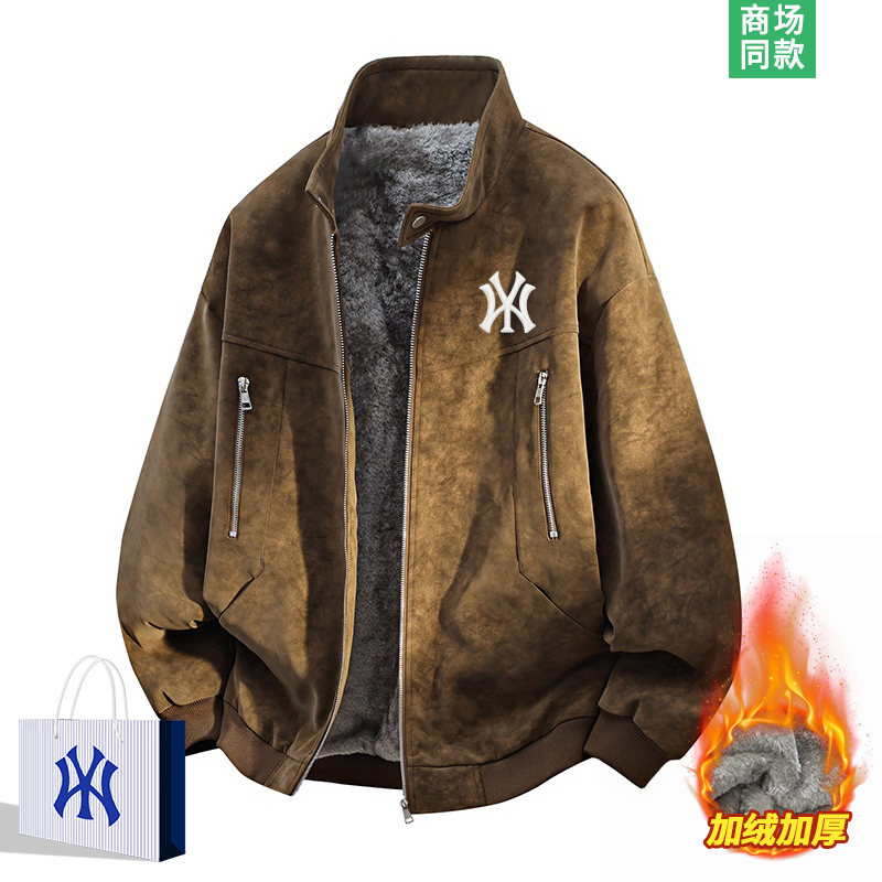 美式复古夹克外套加绒加厚皮衣